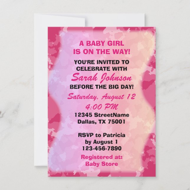 Niña bebé - Invitación a Baby Shower con temas de  (Anverso)