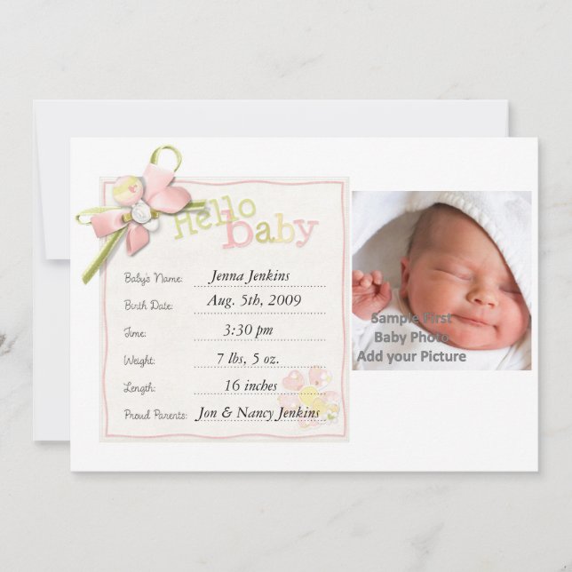 Niña bebé Invitación bebé recién nacida (Anverso)