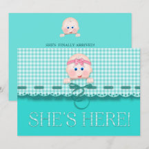 Niña bebé Invitación Está Aquí El Rostro Del Bebé