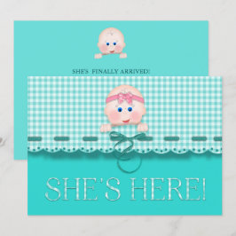Niña bebé Invitación Está Aquí El Rostro Del Bebé 