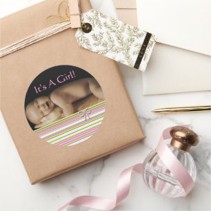 Niña bebé Pegatinas con su foto de bebé