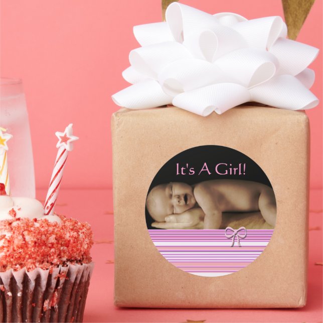 Niña bebé Pegatinas con su foto de bebé (Fiesta)