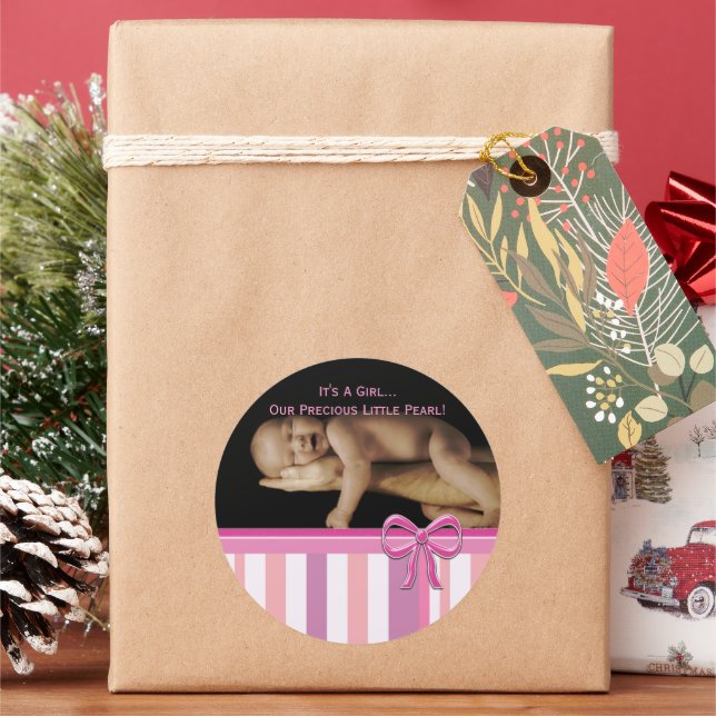 Niña bebé Pegatinas con su foto de bebé (Vacaciones)