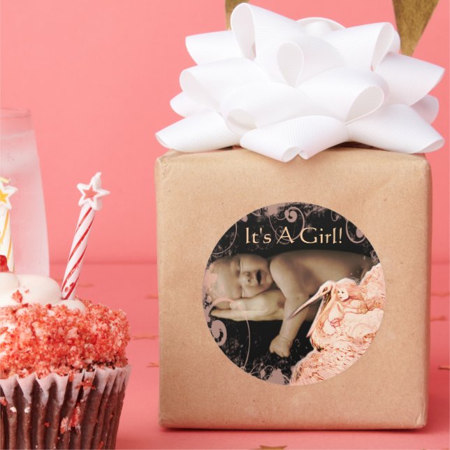 Niña bebé Pegatinas con su foto de bebé (Fiesta)