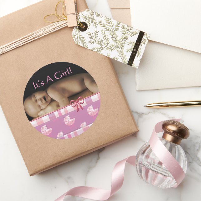 Niña bebé Pegatinas con su foto de bebé (Regalar)