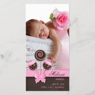 Niña bebé tarjeta fotográfica Invitación pasteles 