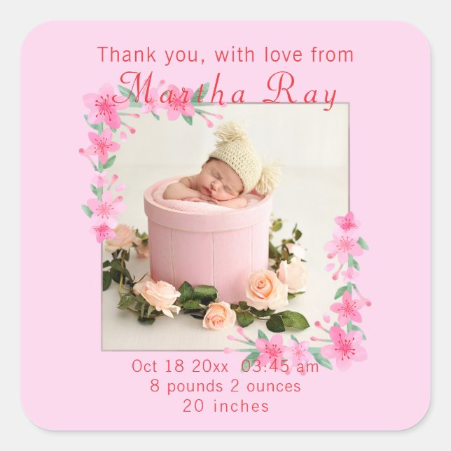 Niña bebé tu foto aquí Pegatina redondo clásico (Anverso)