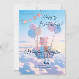 Niña con Globos Tarjeta de Fiesta de Cielo Soñador