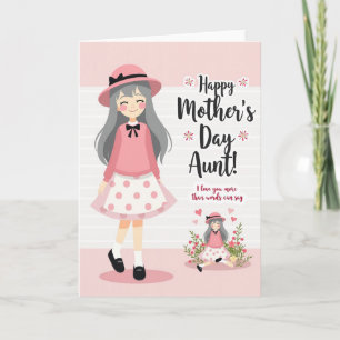 Niña con sombrero tarjeta del amor de madres
