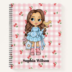 Niña con un Pájaro y Cuaderno de Cereza