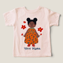 Niña con vestido naranja (moño) Nombre personaliza