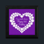 Niña corazón caja de regalo de cumpleaños 21<br><div class="desc">Efecto gráfico del diamante de bonito en la caja de regalo de keepsake púrpura. Perfecto para mostrar un regalo especial para su hija en un cumpleaños especial. La caja de regalo dice: "A nuestra hija Jasmine. Feliz cumpleaños 21", o puedes ser personalizado con tus propias palabras. Diseño exclusivo de Sarah...</div>