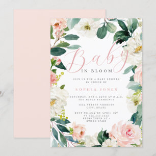 Niña de Corona Floral Bebé en Flor Invitación para