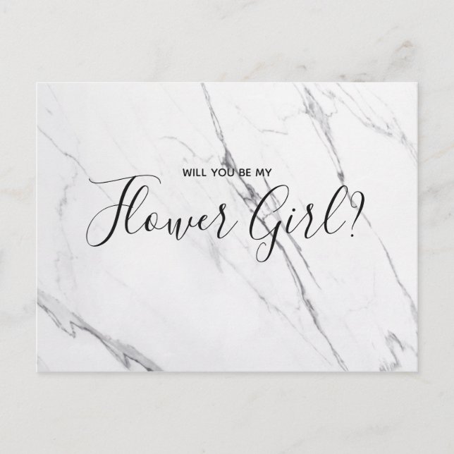 Niña de flores de boda | Tarjeta postal con script (Anverso)