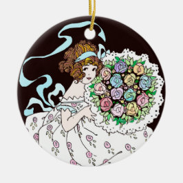 Niña de flores de los años 1920 con adorno de cerá