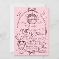 Niña de Helado Sundae Invitación a Fiesta de Cumpl