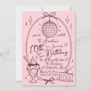 Niña de Helado Sundae Invitación a Fiesta de Cumpl
