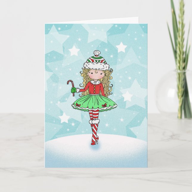 Niña de la tarjeta de Navidad con Candycane (Anverso)