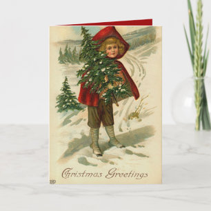 Niña de la tarjeta de Navidad del Victorian