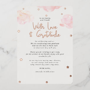 Niña de Nubes Rosadas Baby Shower Tarjeta Plana de