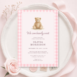 Niña de osito de peluche Invitación de baby shower