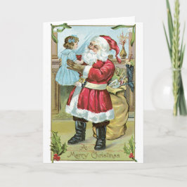Niña de Papá Noel de la tarjeta de Navidad 045 del