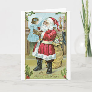 Niña de Papá Noel de la tarjeta de Navidad 045 del