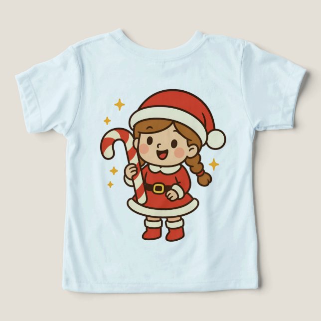 Niña de Santa con bastón de caramelo (Diseño Reverso )