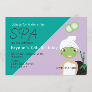 Niña en la invitación de cumpleaños de belleza en 