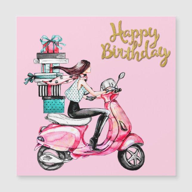 Niña en Scooter llevando regalos  (Anverso)