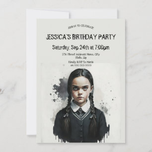 Niña en vestido negro Invitación