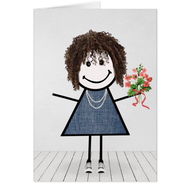 Niña estilo palo con flores (Frente)