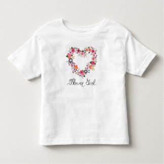 Niña Flor Blushing Camiseta del corazón