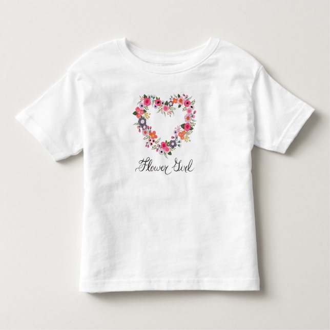 Niña Flor Blushing Camiseta del corazón (Anverso)