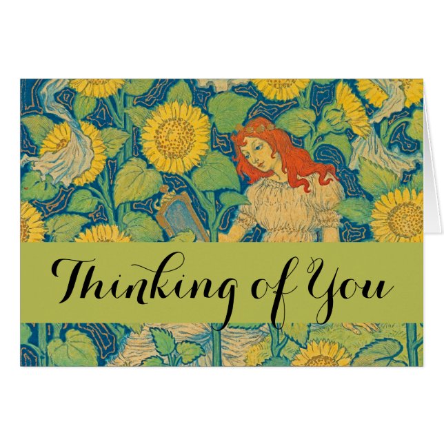 Niña flor en jardín de girasol (Anverso (Horizontal))