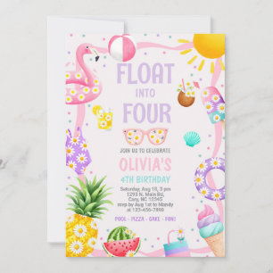 Niña FLOTA en la invitación de cumpleaños de la fi