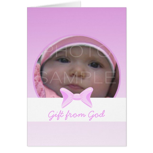 Niña Gigante de foto de Dios Pink bow Bible verse (Frente)