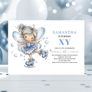 Niña Hada Azul Encantadora Invitación Mágica para