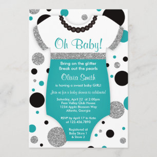 Niña, Invitación de Baby Shower, Purpurina falso