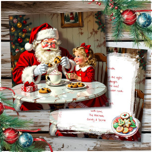 Niña le da un regalo de Navidad a Santa Claus