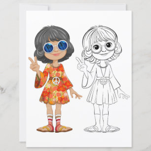 Niña linda con vestido hippie vibrante página para