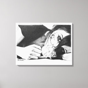 Niña llorando con rosa Arte de dibujo surrealista