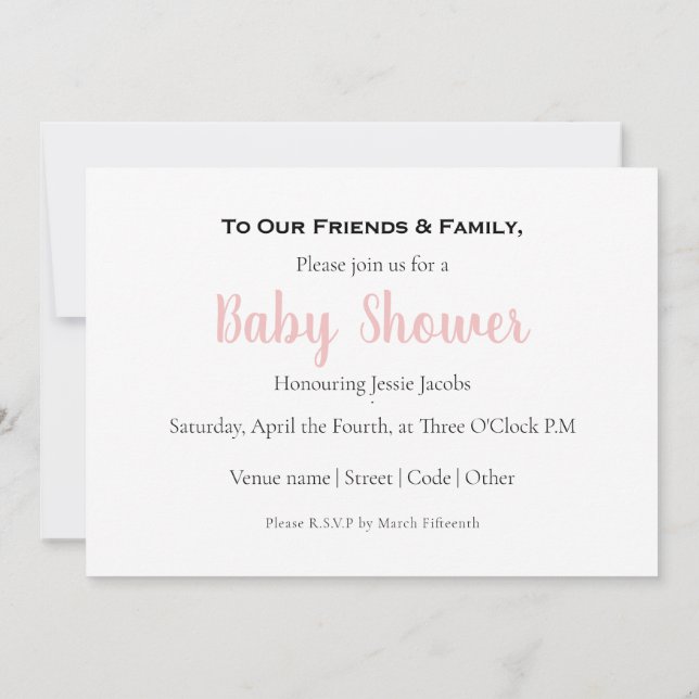 Niña moderna, invitación a la ducha para bebés (Reverso)