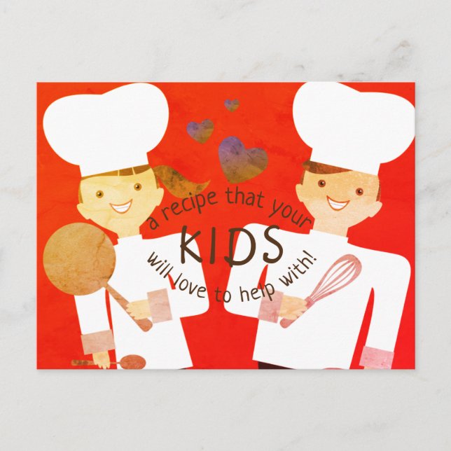 niña niño chefs niños cocina tarjeta de receta (Anverso)