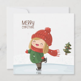 Niña patinando sobre hielo en Navidad