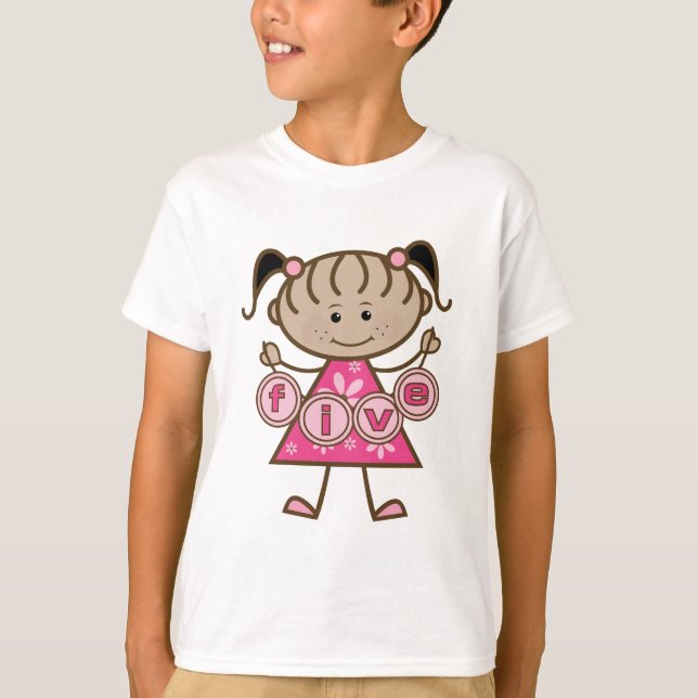 Niña pequeña 5 camisetas de cumpleaños y regalos (Anverso)