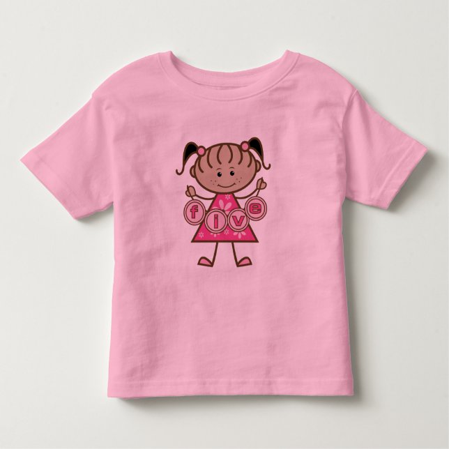 Niña pequeña 5 camisetas de cumpleaños y regalos (Anverso)