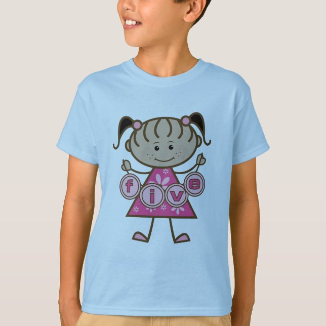 Niña pequeña 5 camisetas de cumpleaños y regalos (Anverso)
