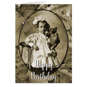 NIÑA PEQUEÑA ADORABLE CON OSO DE TEDDY DOLL 1900