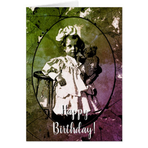 NIÑA PEQUEÑA ADORABLE CON OSO DE TEDDY DOLL 1900